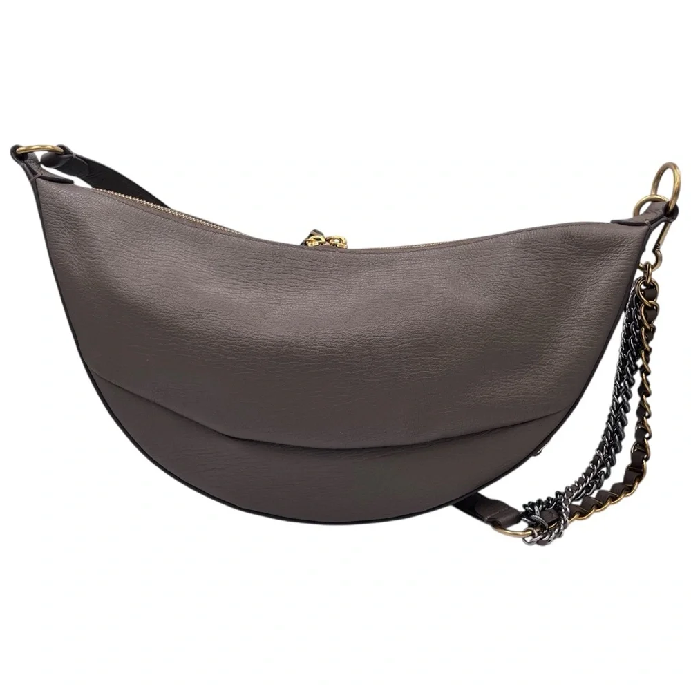 Marc Jacobs The Eclipse Mushroom Grey Pebbled Leather Crossbody Purse - Picture 3 of 11